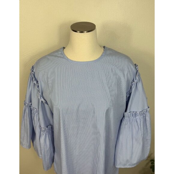 Anthropologie DRA Womens Pinstripe Flutter Sleeve Top - Picture 4 of 12